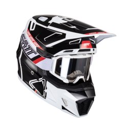 LEATT NOWOŚĆ KASK MOTO 7.5 V24 (+GOGLE VELOCITY 4.5 GRATIS) HELMET KIT BLACK/WHITE KOLOR CZARNY/BIAŁY/CZERWONY ROZMIAR S (55-56 