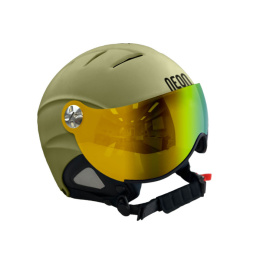 KASK NA NARTY I DESKĘ NEON VISOR ARMY GREEN SZYBA MIRROR GOLD