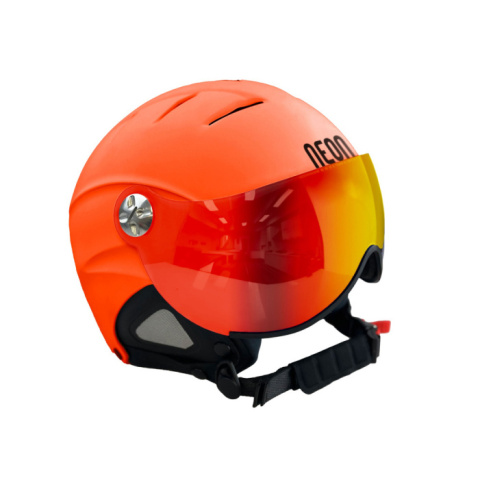 KASK NA NARTY I DESKĘ NEON VISOR ORANGE SZYBA MIRROR RED