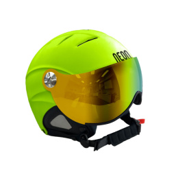 KASK NA NARTY I DESKĘ NEON VISOR YELLOW SZYBA MIRROR GOLD